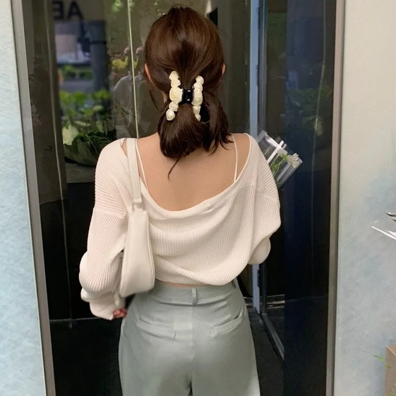 

Female Cardigan Jacket Thin Short Short Base Outer Wear Sweater Vacation Top