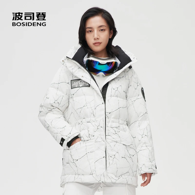 

BOSIDENG extremely cold collection hooded jacket women goose down coat -30℃ thicken warm outdoor wear slim jacket B10142302