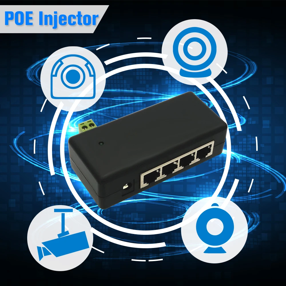 CCTV 4CH PoE инжектор коробка DC 12V 48V Питание за животными для охоты POE IP Камера Wi Fi AP VoIP