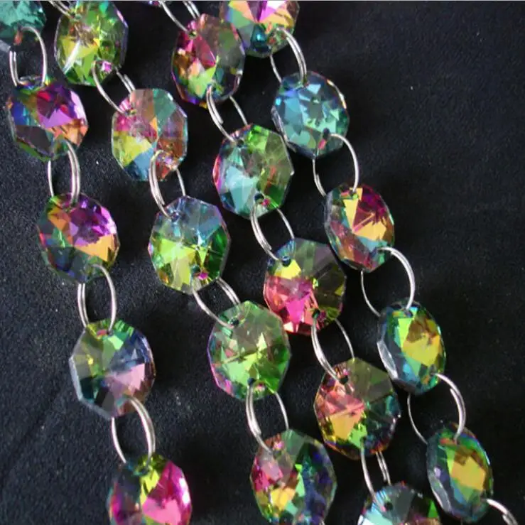 Восьмиугольные хрустальные бусины Camal 10 м 33 фута 14 мм Радужная цветная цепочка