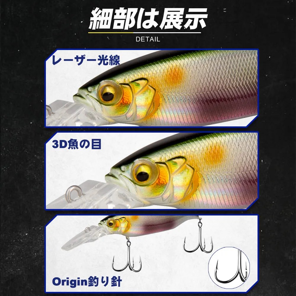 D1 Wobblers For Pike Lure Long Lip 80mm 11.5g Floating Rolling Minnow Fishing Tackle Artificial Hard Bait For Bass Perch