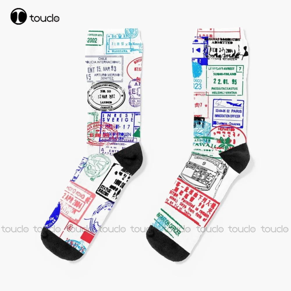 Футбольные носки серии World Travel паспортные штампы персонализированные унисекс