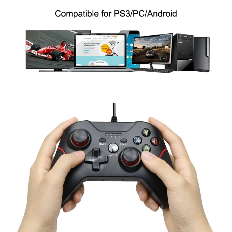 wired gamepad for ps3 joystick console controle for pc for sony ps3 controller for android phone usb pc game joypad accessorie free global shipping