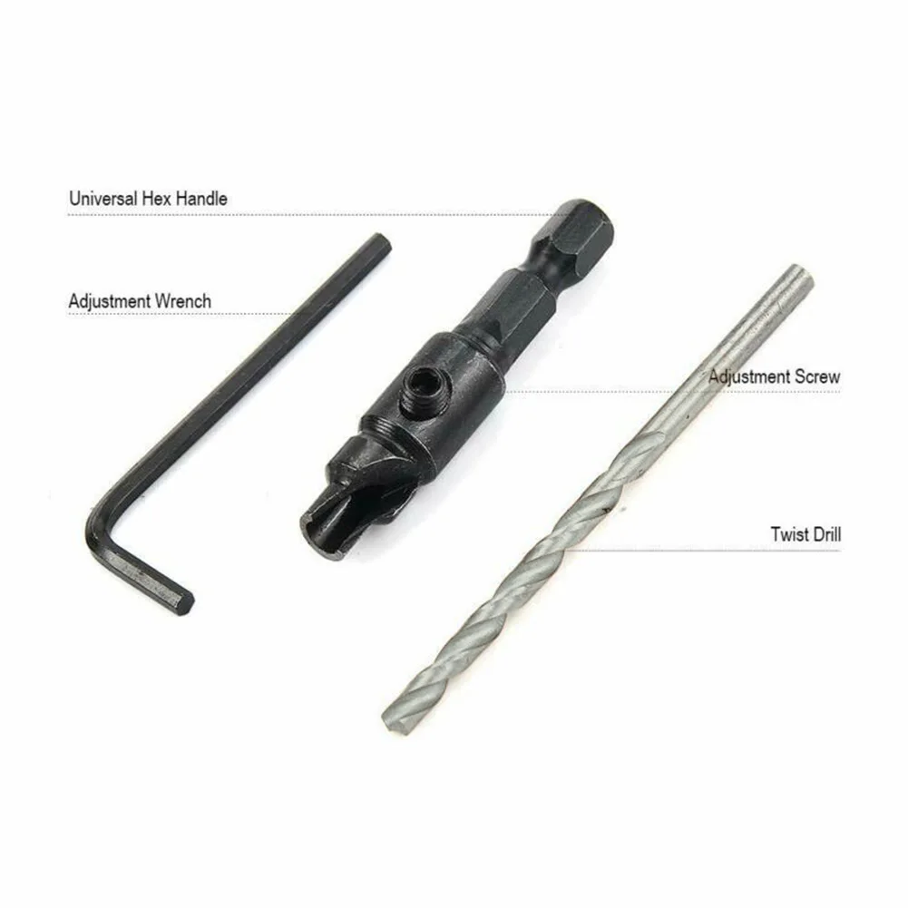 

6Pcs Countersink Drill Bit Set 1/4'' Hex Shank HSS Woodworking Pilot Screw Holes