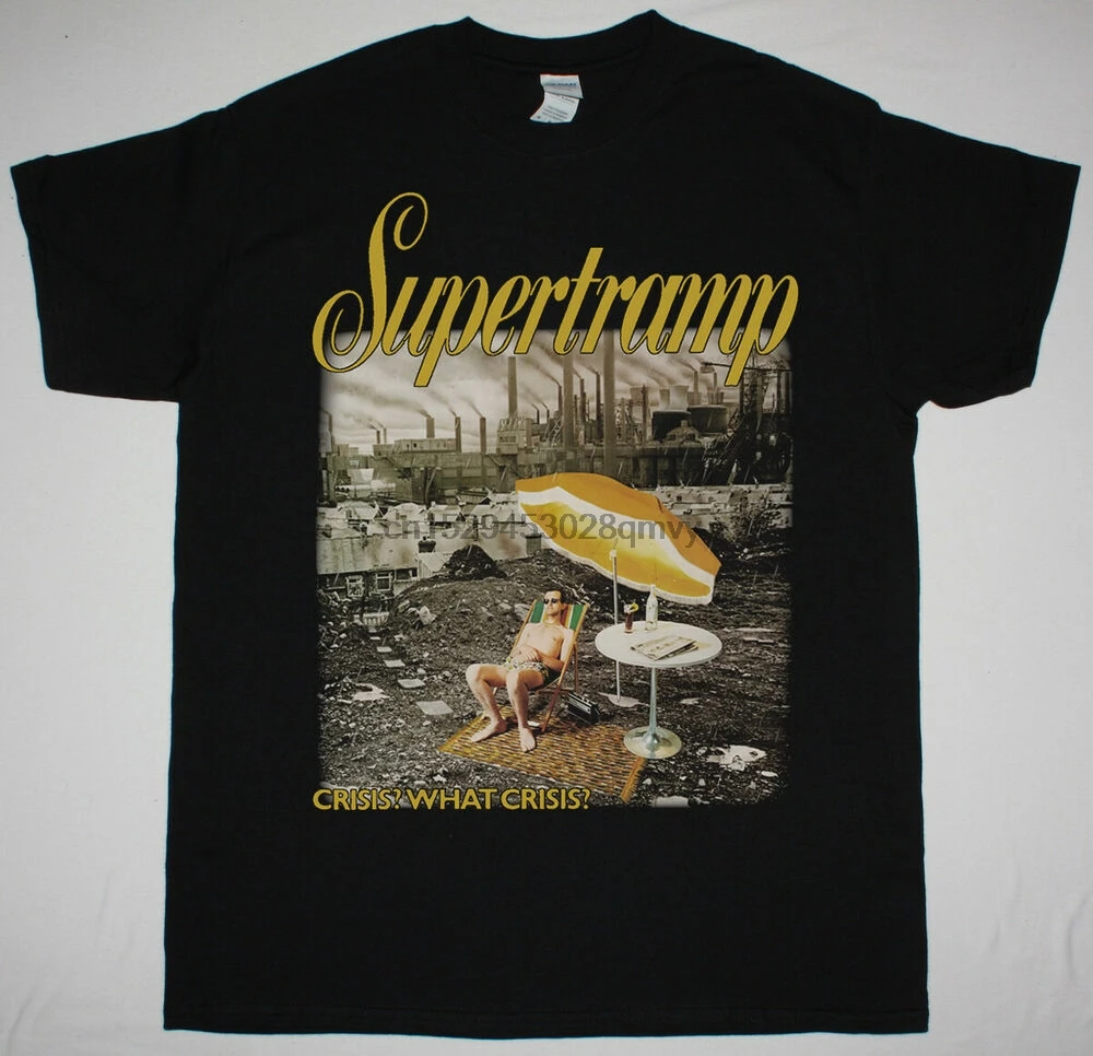 Суперстрашная черная футболка с изображением кризиса рок электрический