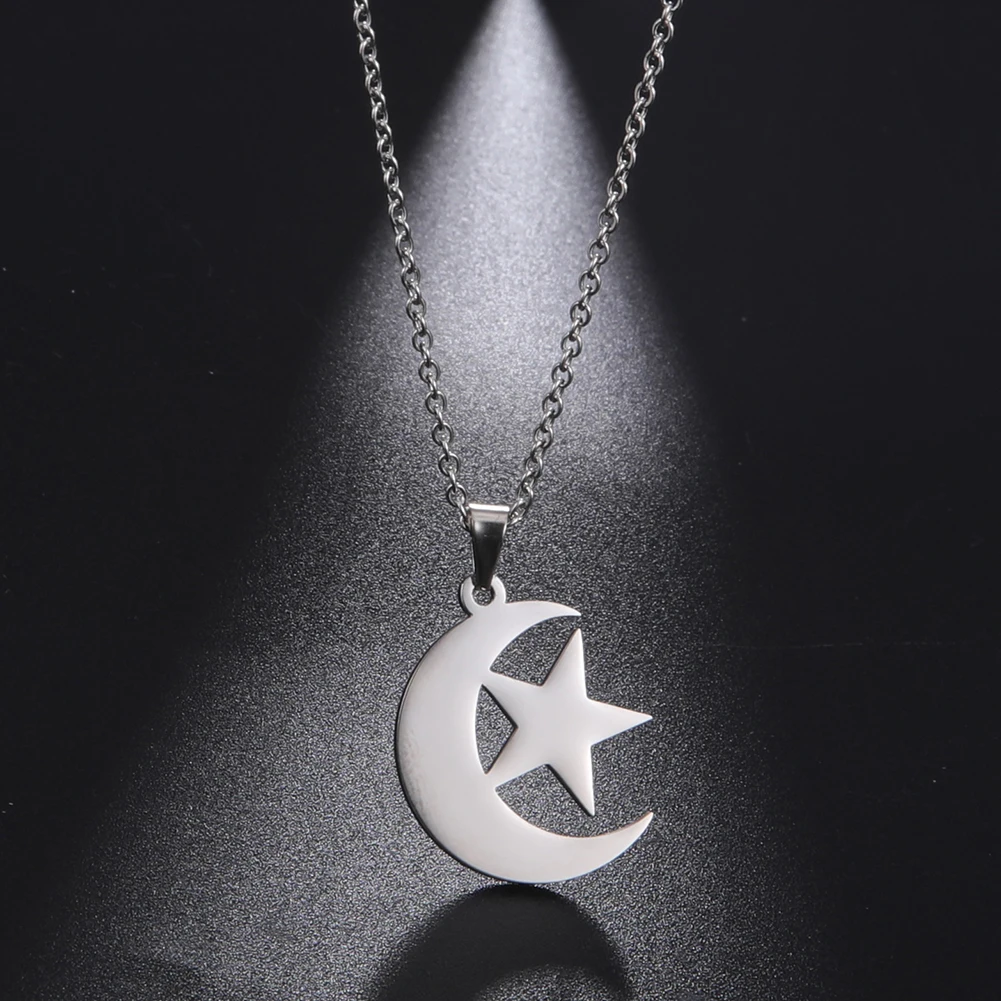 

My Shape Moon Star Charm Pendant Women Necklaces Gold Silver Color Stainless Steel Choker Necklace Fashion Engagement Jewelry