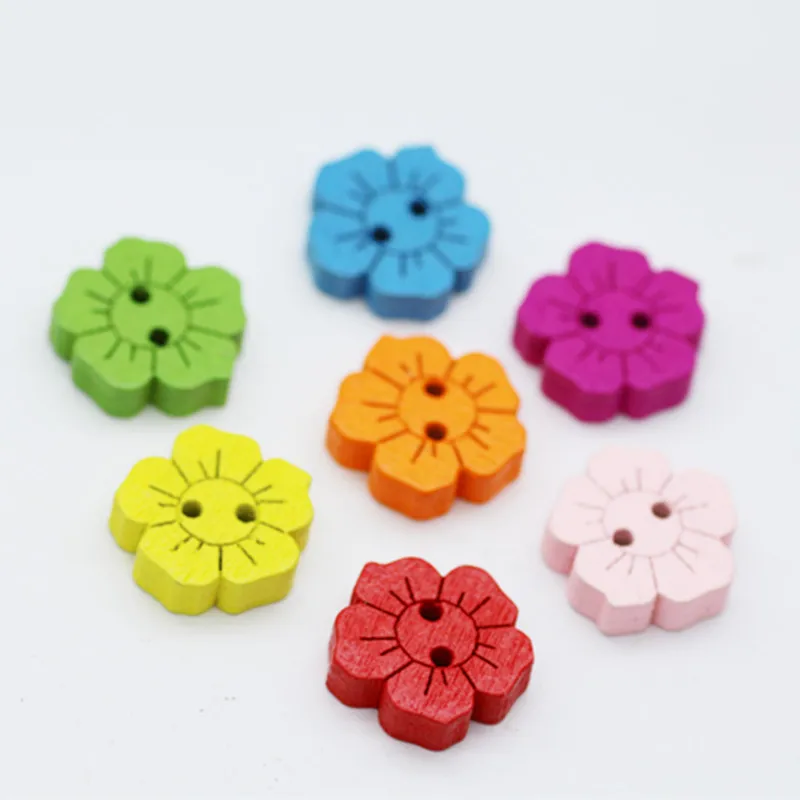 100 шт Смешанные Цветочные деревянные кнопки для одежды спицы вязания ремесел