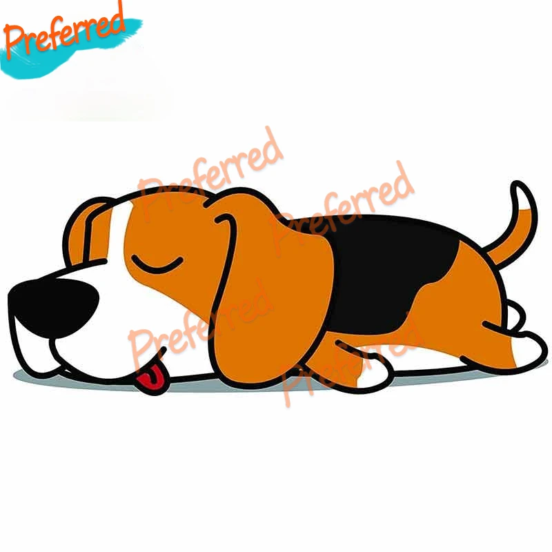 

High Quality Interesting for Cute Sleepy Lazy Beagle Puppy Dog Cartoon Fine Decal DIY Motorcycle Car Stickers Waterproof