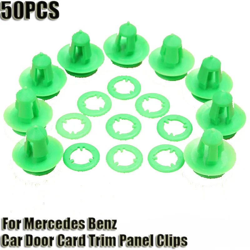 

50pcs Car Door Card Trim Panel Clips Rear Tailgate Interior Green Auto Fasteners Accessories For Mercedes /Benz VITO VIANO W639