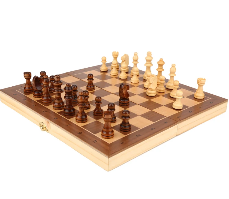 Горячая Портативный деревянный складываемый набор шахмат 29/34/39 см твердой древесины шахматная доска магнитная шахматная фигура Детский подарок развлечения Настольные игры