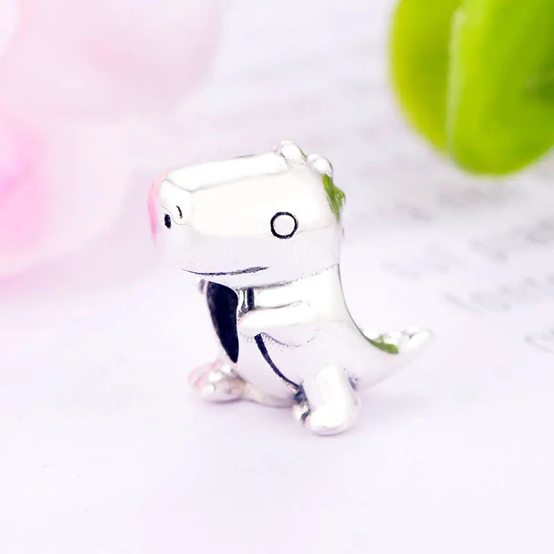925 Стерлинговое Серебро Динозавр Дино бисера Подходит оригинальный Пан Шарм