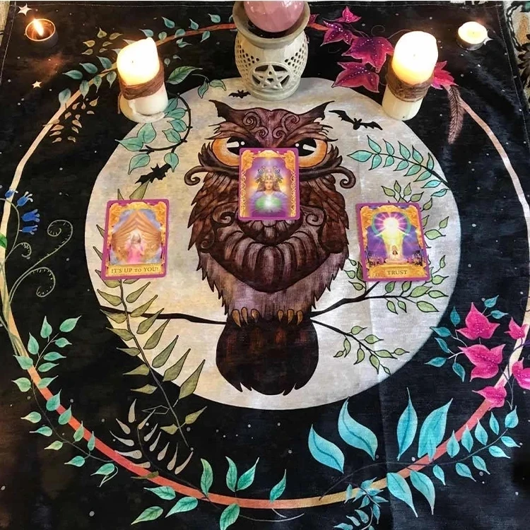 

Newest Ceremonial Cloth/Altar Cloth Constellation/Black Cat/Sumptuous Pentagram/Moonlight Owl Board Game Tablecloth accessories