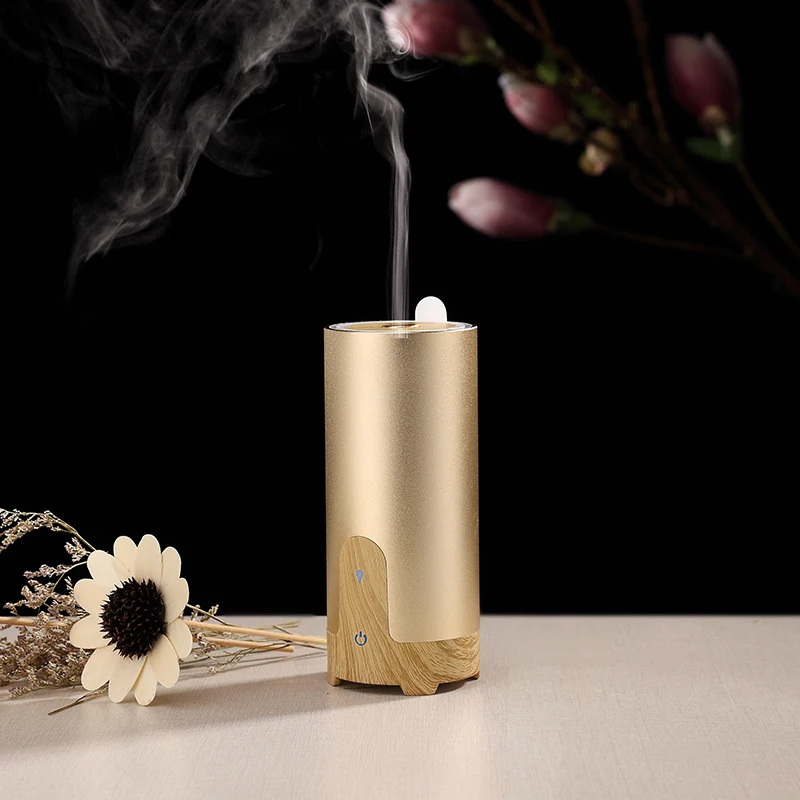 

Aluminium Alloy Wood Grain Aromatherapy USB Humidifier Mini Ultrasonic Humidifier for Car Essential Oil Aroma Diffuser