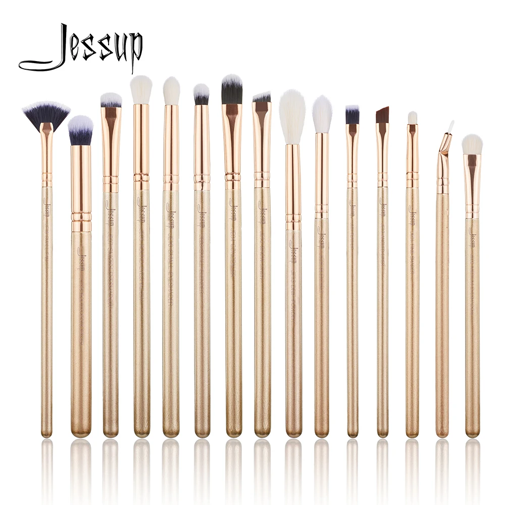 Jessup 15 шт. Золотой/Розовый Золотой набор кистей для макияжа, косметические наборы, Кисть для макияжа глаз, тени для век, консилер, кисти для губ