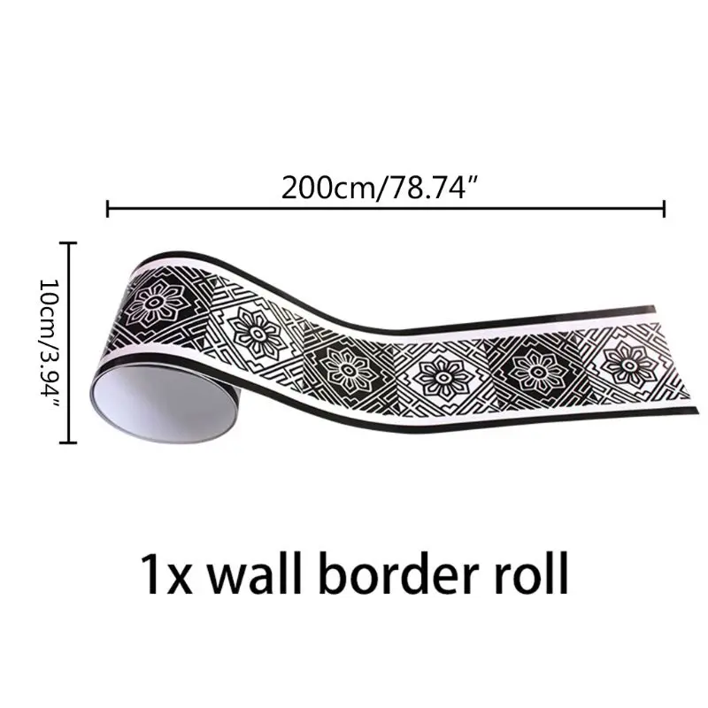 

1Roll Geometric Pattern Waist Lines Self-Adhesive Waterproof Removable Wall Border Stickers for Home Room Decoration