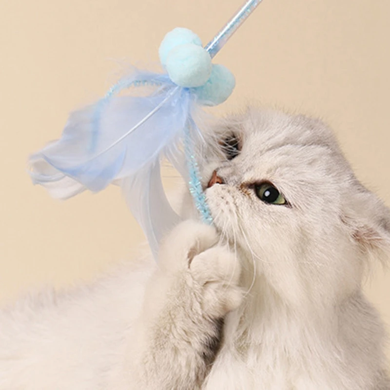 

Cat Supplies Cat Wand Toy 4PCS Bite Resistant Self-Importance Fake Feather Kitten Teaser Toy Cat Catcher Wand Pet Products