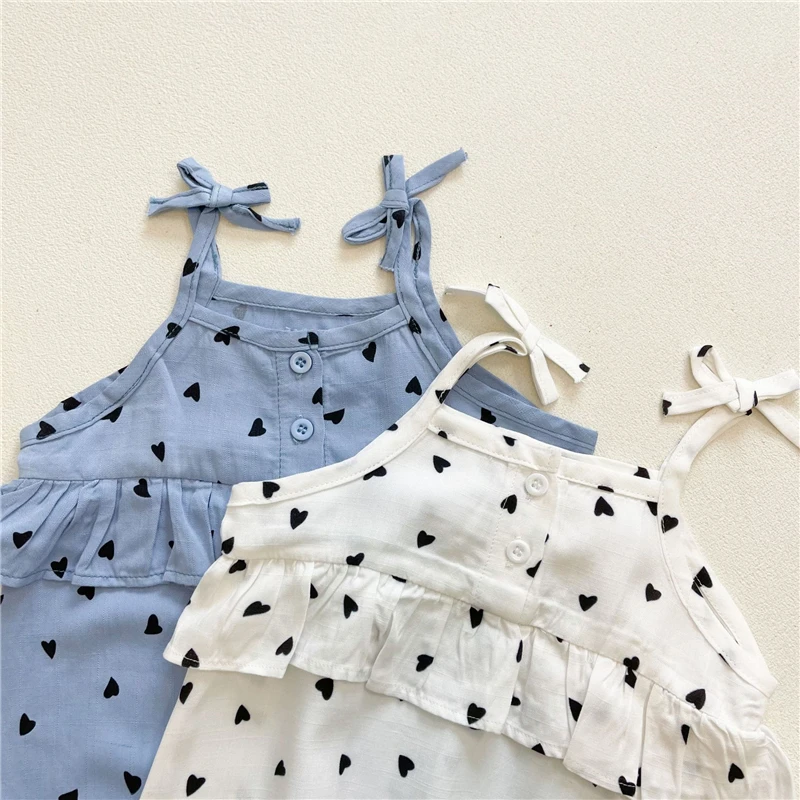 

Infant Baby Romper for Girl Love Print Sling Bodysuit Cotton Toddler Jumpsuit 2021 Summer New Sleeveless Kids Clothes Girls 0-3Y
