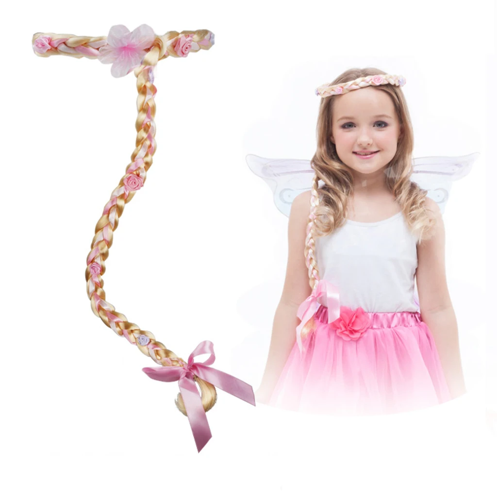 

Lovely Long Hair Princess Wig Ponytail Headwear Party Fancy Dress Props