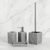bathroom accessories set imitati granite resin iiquid soap dispenser toothbrush holder cup soap dish toilet brush holder