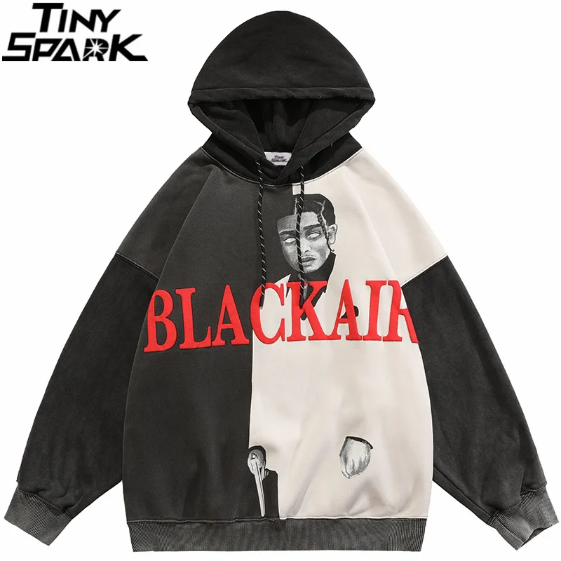 

Хип-Хоп Уличная Harajuku Толстовка с капюшоном с разноцветным блочным лоскутным принтом, Мужской пуловер с капюшоном 2021, мужской осенний хлопко...