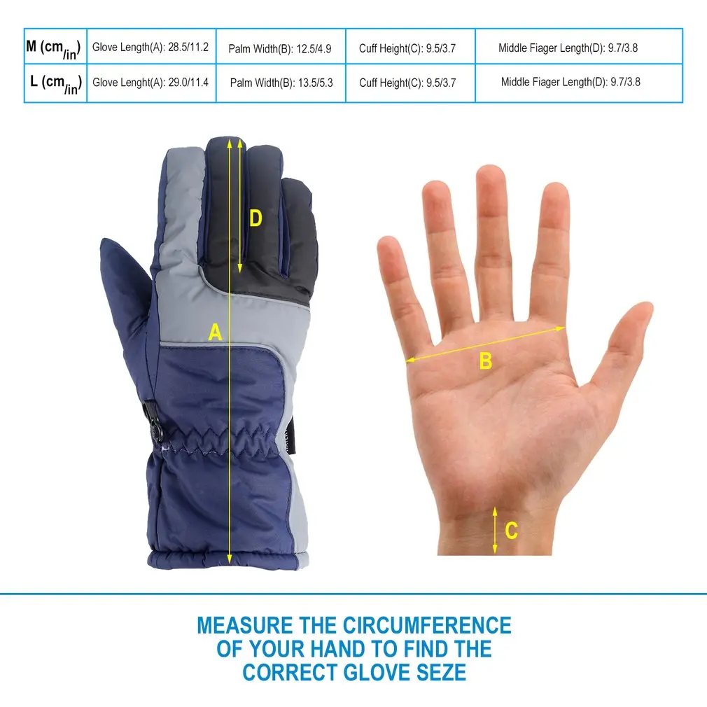 

OUTAD Winter Outdoor Soft Durable Breathable Windproof & Waterproof Snow Ski Warm Mountain Climbing Gloves for Men