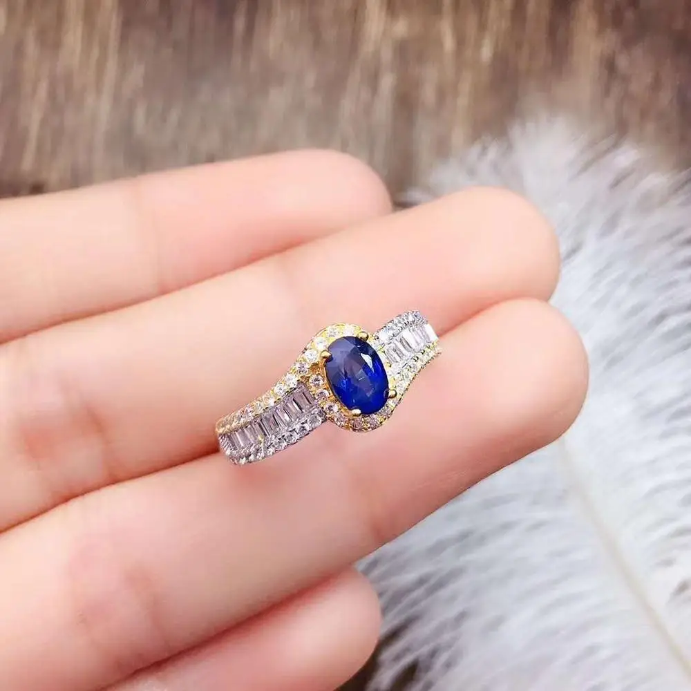 Natural real blue Flower sapphire ring 925 sterling silver Fine handworked jewelry Finger rings | Украшения и аксессуары