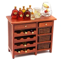 simulation model 1pc 112mini mahogany wine cabinetfurniture display kitchen wooden box dollhouse kitchen accessories