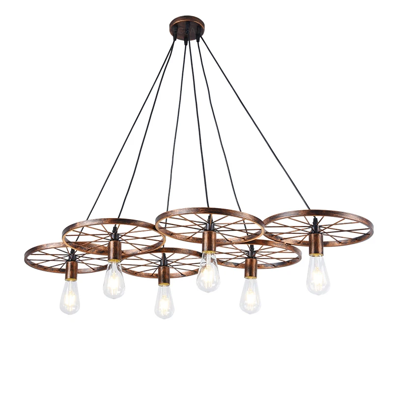 Подвесная лампа с железными колесами винтажный Ретро светильник в американском