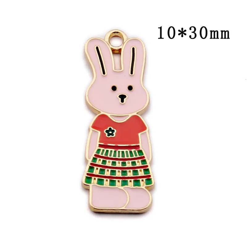 

10 Pieces / Bag Of Alloy Drip Oil Plating Teddy Bear Rabbit Animal Charm DIY Necklace Bracelet Accessories Pendant