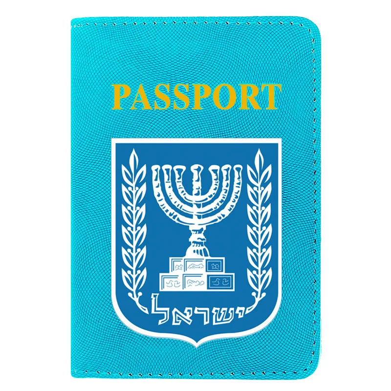 

Classic Fashion Men Women Passport Cover Pu Leather Israel Emblem Printing Travel ID Credit Card Holder Passport Case