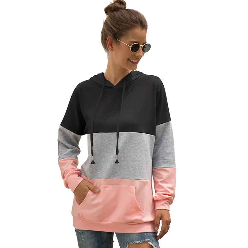 Женская Толстовка Повседневная с капюшоном со шнуровкой пуловер длинными