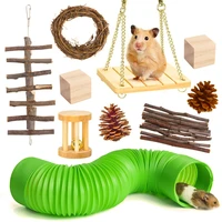 9 12pcs small animal pet wooden toys for guinea pigs rat hamster rabbits pine dumbbells unicycle bell rollerball chew molars toy