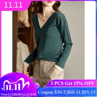 vimly long sleeve sweater womens v neck 2021 autumn korean fashion tops casual loose pull femme women clothes traf f9117