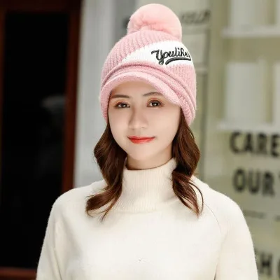 Шапки Skullies, зимняя шапка, комплект, шарф для девочек, шапки Gorras, вязаная шапка, женская теплая шапка, шапки для женщин, шапочки, шапки - Цвет: Single cap pink