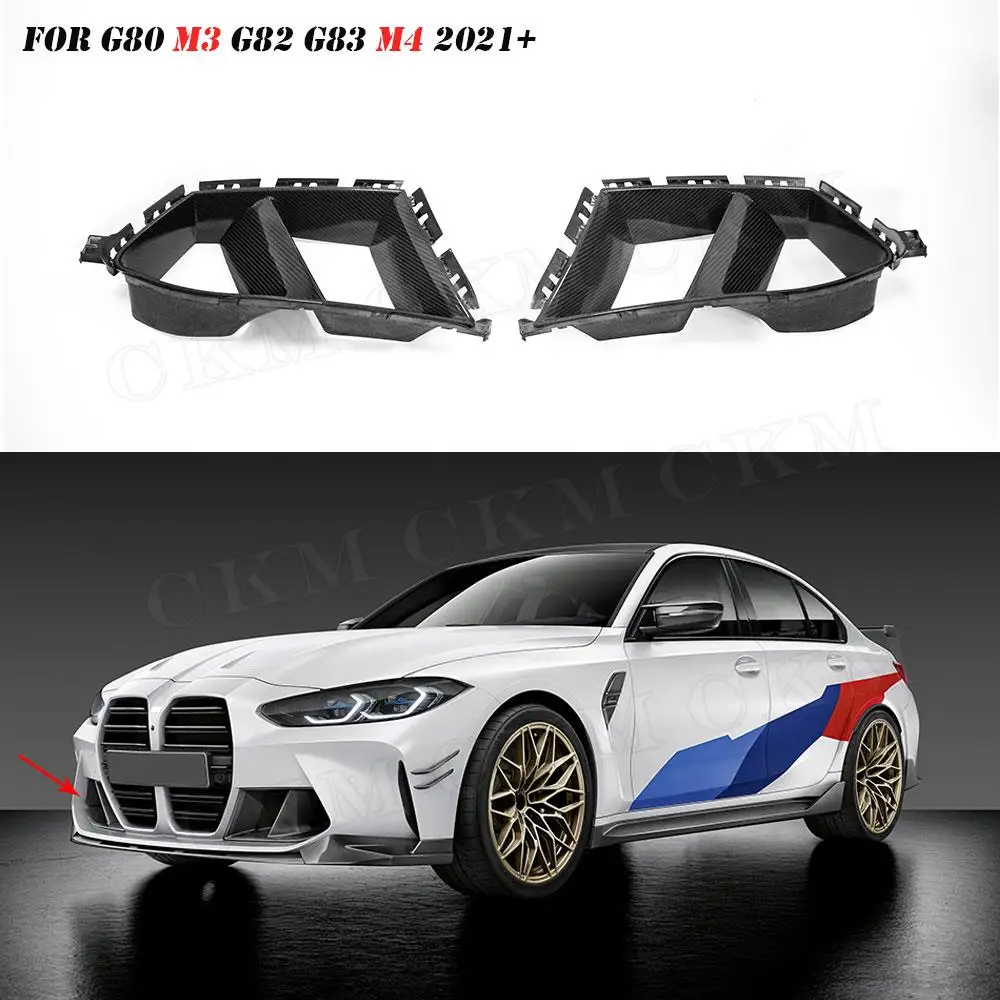 

Dry Carbon Fiber Front Bumper Air Vent Cover Trim for BMW 3 4 Series G80 G82 G83 M3 M4 2021 UP MP Style 2PCS Fiber Glass