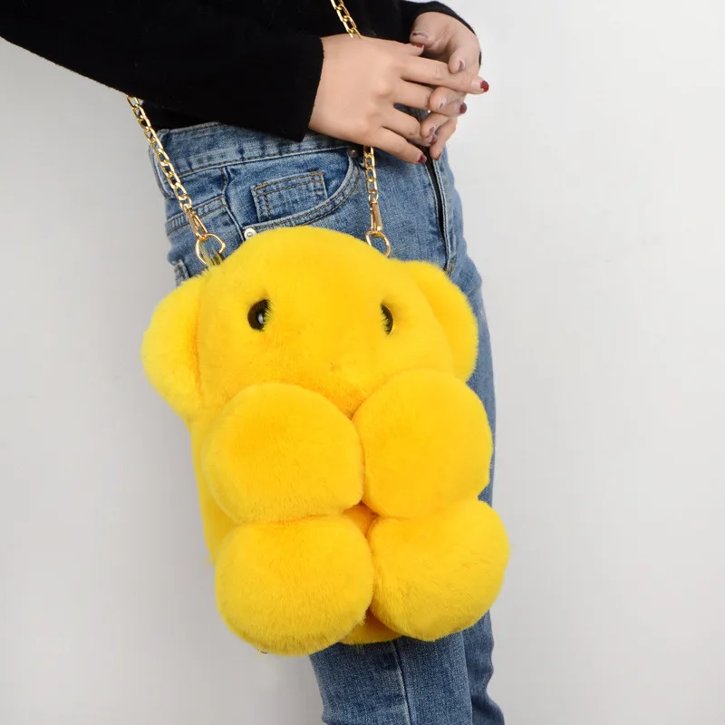 Новинка 2020 сумка из искусственного меха кролика Рекс через плечо с милым
