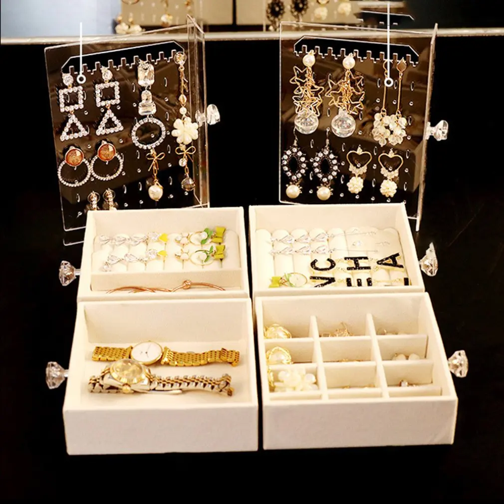 Акриловые серьги коробка для хранения ювелирных изделий Коробка пыли Висячие