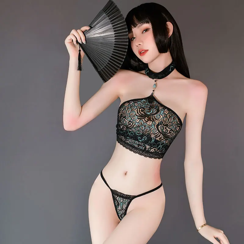 

Sexy Lingerie Lace Bra Thong Women's Underwear Set Fashion Black BraTransparent Erotic Lingerie Sexy Babydoll Porno