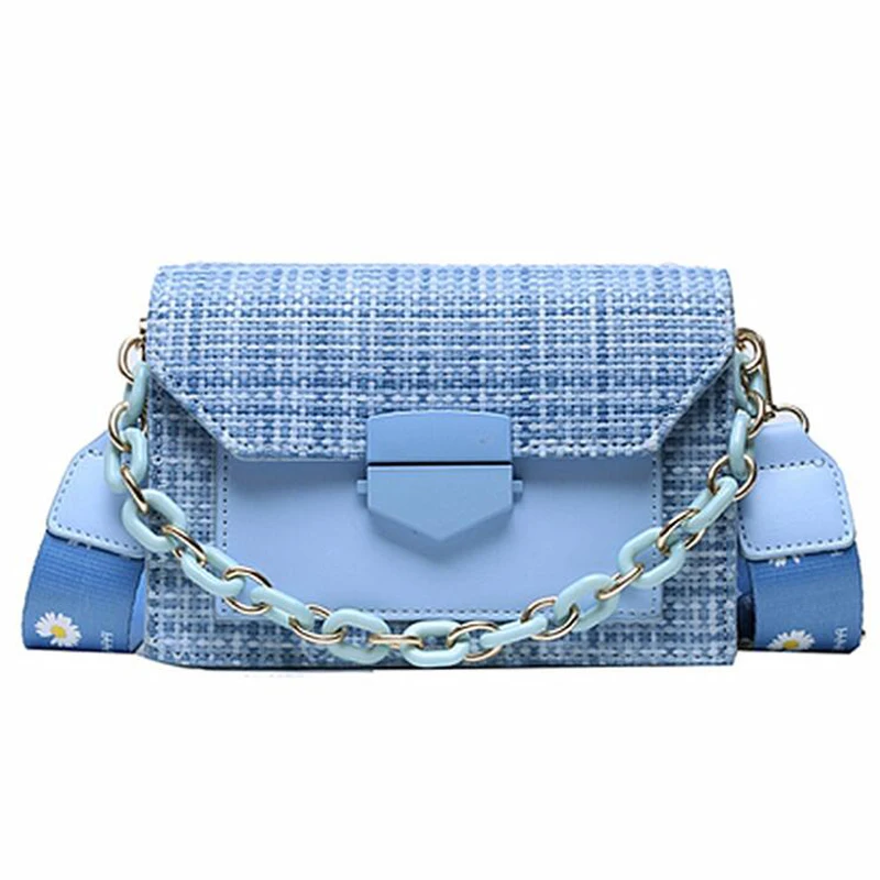 

New Wide Strap Shoulder Bags For Women 2021 Designer Lady Handbags And Purses Fashion Chain Messenger Crossbody Bags Ladies