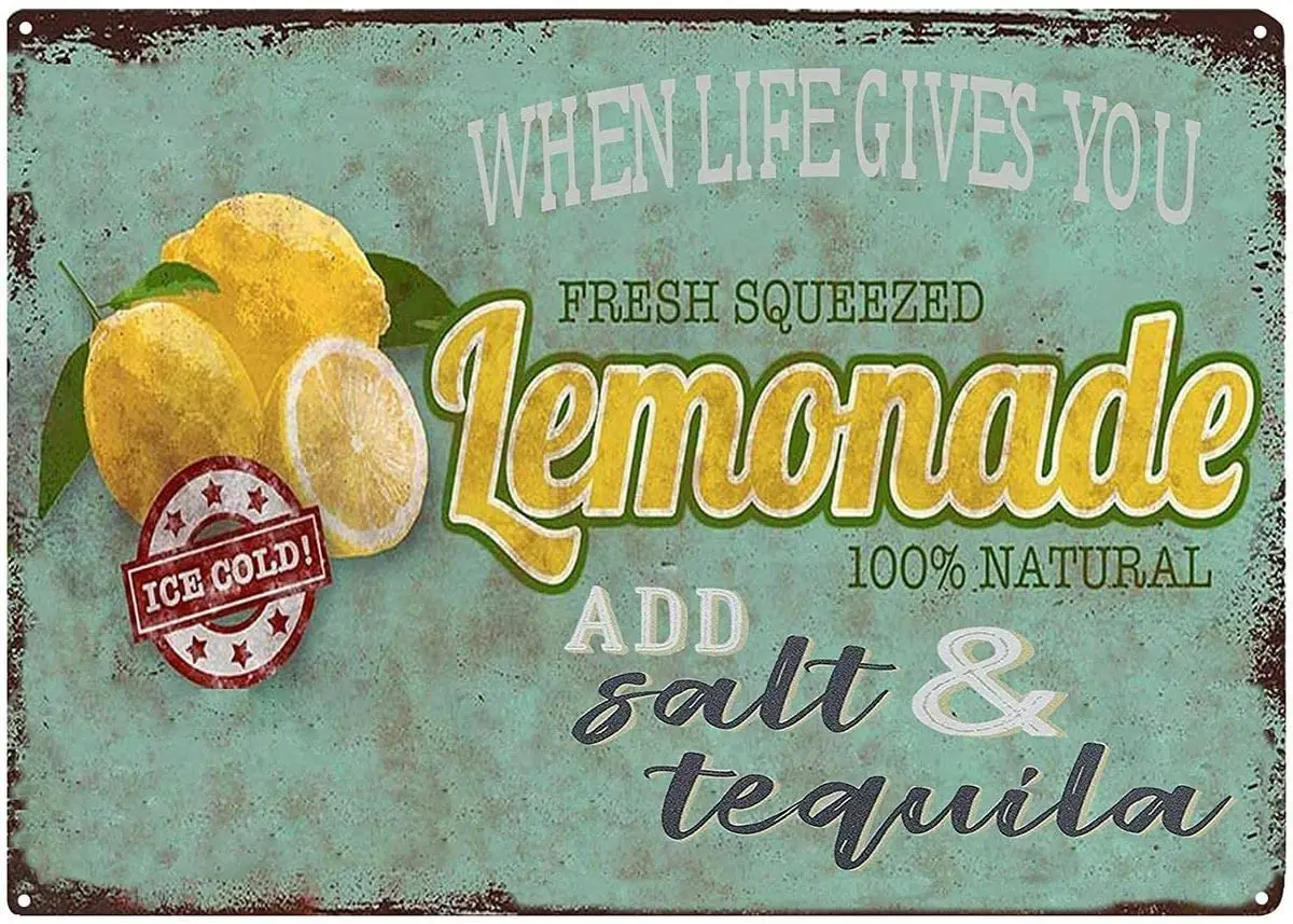 

Life Give You Lemon Ice Cold Lemonade Metal Plate Retro Man Cave Tin Sign Vintage Wall Bar Shop Decor 12x8 inch