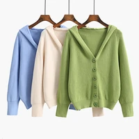 Hooded Women Cardigan Sweater 2020 Short Preppy Style Campus Student Cardigans Knitted Soft Female Jumpers Top Outfits