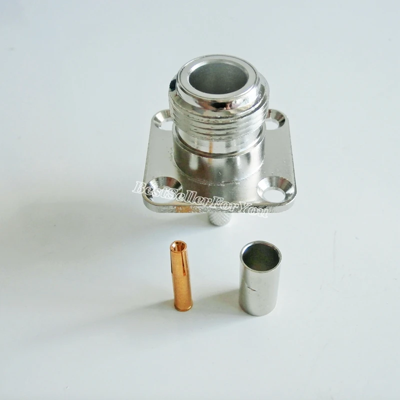 1 шт. N гнездовой фланец обжимной Соединитель с 4 отверстиями RG58 RG142 LMR195 RG400