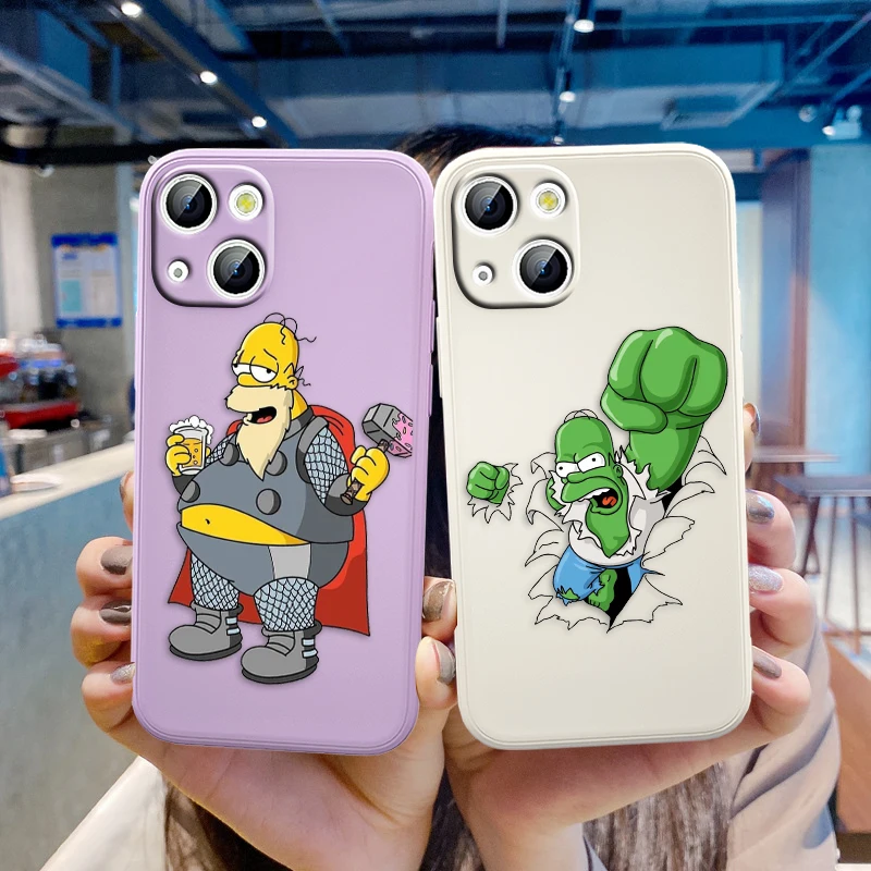 

The Simpsons Cartoon Funny For Apple iPhone 13 12 Mini 11 Pro XS MAX XR X 8 7 6S SE Plus Liquid Silicone Soft Cover Phone Case