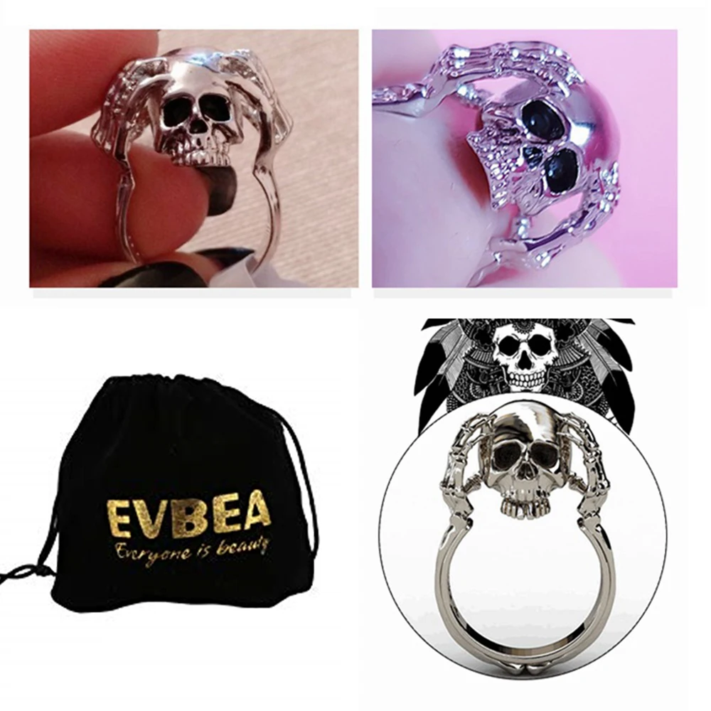 EVBEA коготь черепа Золотое и белое кольцо для мужчин женщин мужские готические