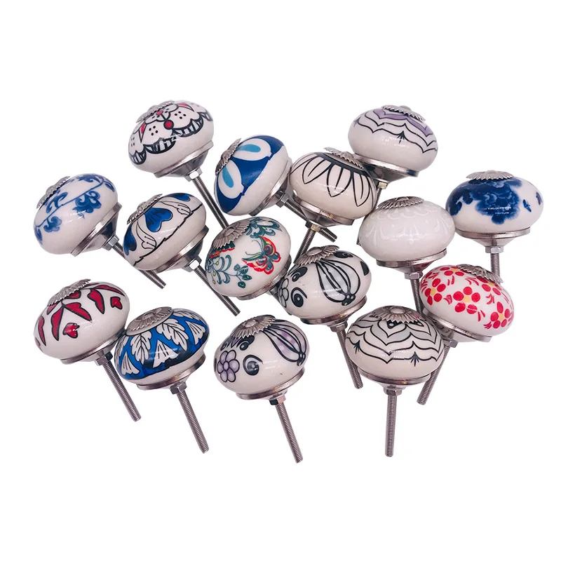 1PC Vintage Ceramic Door Knob Shabby Wardrobe Cabinet Drawer Pull Kitchen Handle Retro colorful Cupboard | Обустройство дома