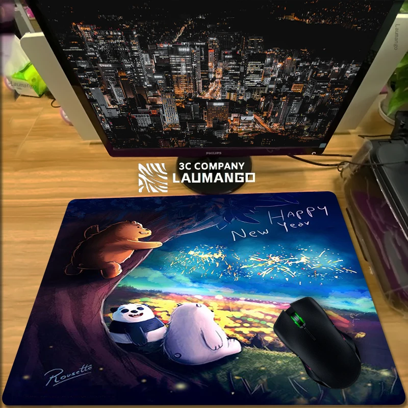 

Mouse Pad Three Bare Bear Play Mat Computer Mousepad Gamer Mausepad Desk Accessories Gaming Keyboard Varmilo Office Carpet Mats