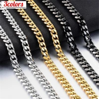 cuban necklace fashion trend six sided grinding 3 color titanium steel chain domineering men jewelry hip hop simple accessories