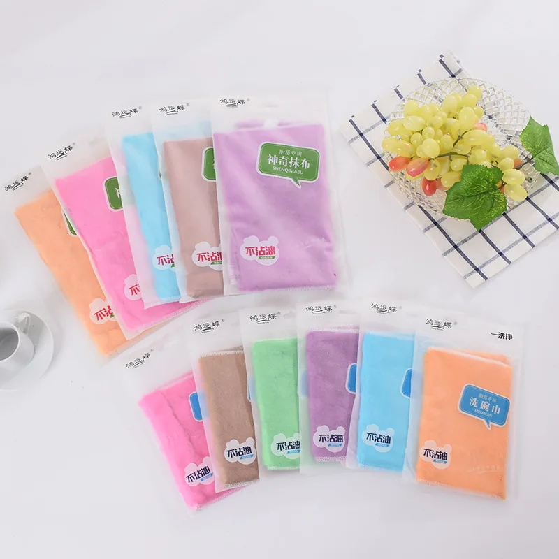 

Dish Towel Wood Fiber Oil-free Cleaningcloth 17 * 22cm Kitchen Scouring Pad Water-Absorbing Not Shed Dishcloth