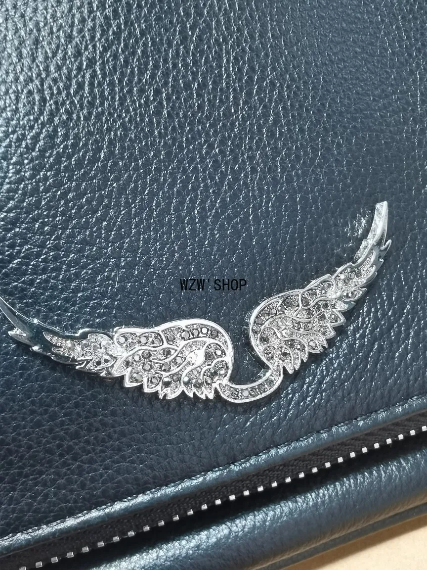 

Cowhide Bag And Handbag Women's Shoulder Bag Personality Wings Decorated Chain Messenger Bag Woman Bag Bolsos Free Shipping