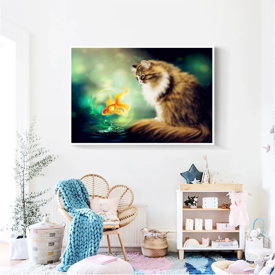 AZQSD Алмазная мозаика кошка Алмазная картина животные Стразы DIY Полная квадратная круглая Алмазная вышивка украшение дома подарок